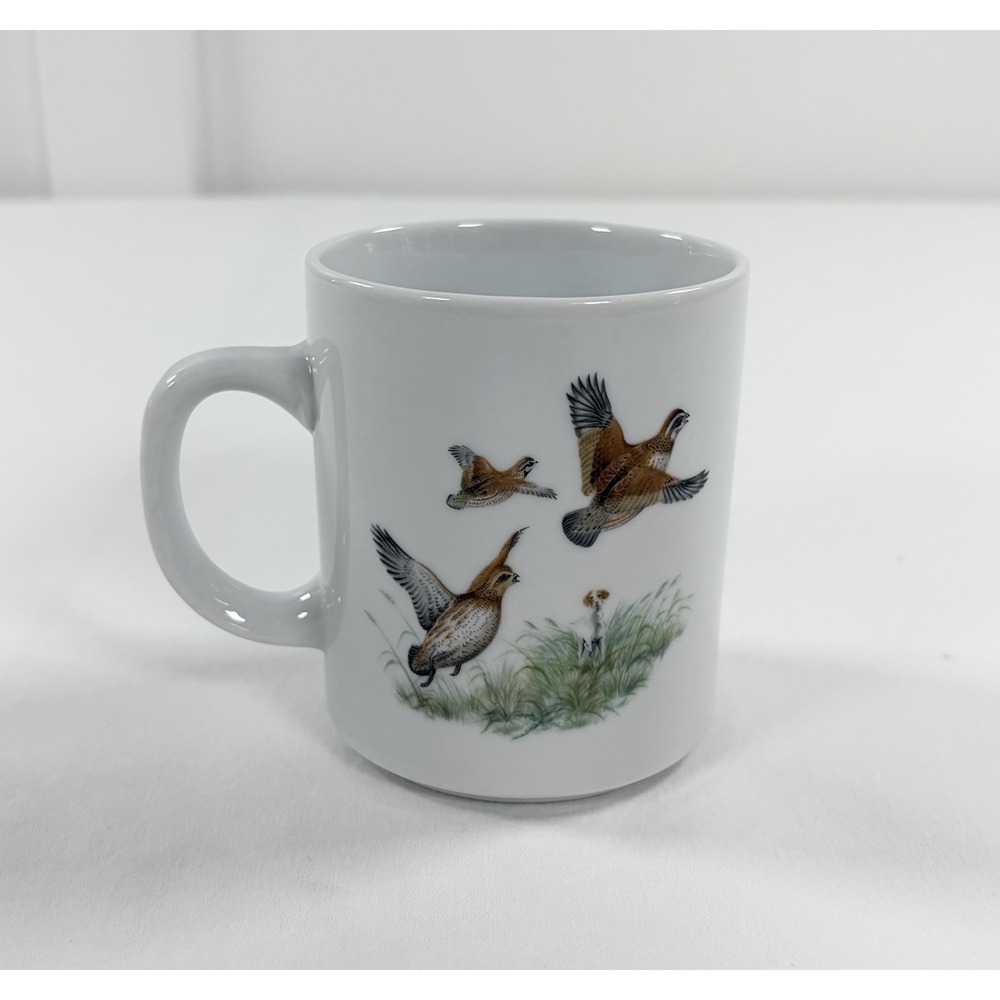 Vintage Bobwhite Quail Hunting Dog Coffee Mug Partridge Game Bird 8oz Japan
